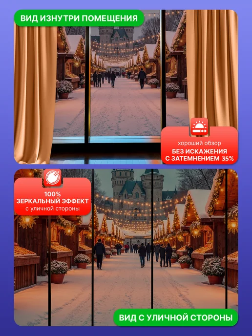 Reton Group Зеркальная пленка на окно - 50х300см, 50x300 см, фото 5