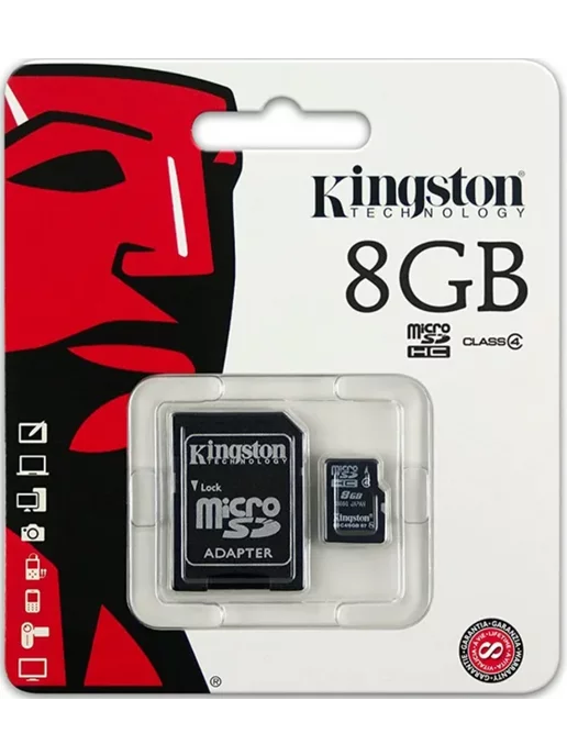 Kingston Карта памяти Micro SD 8GB с адаптером, 8 ГБ, фото 3
