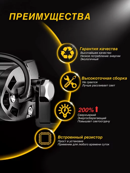 Bradli Cветодиодная противотуманка LED фара балка дхо авто мото птф, 4 шт, фото 5