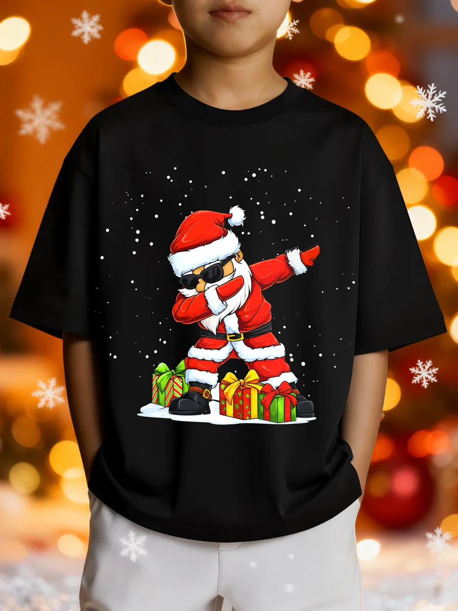 Новогодняя футболка со светящимся принтом Дед Мороз