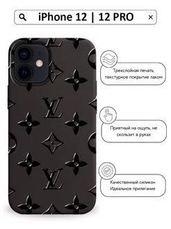Louis Vuitton iPhone 12ケース ブラック Чехол iPhone 12/12 Pro Черный с принтом Louis Vuitton Chehooli