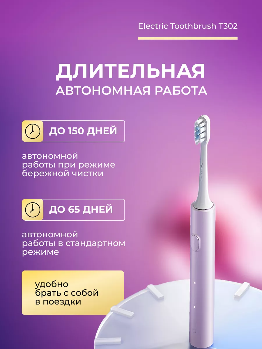 Электрическая зубная щетка T302 Mijia 180373523 купить за 2 627 ₽ в  интернет-магазине Wildberries