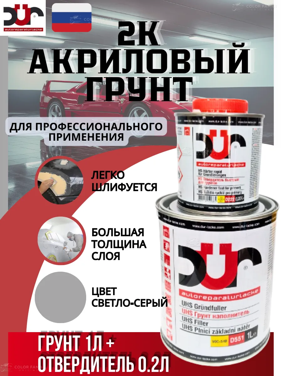 Акриловый грунт для авто светло-серый
