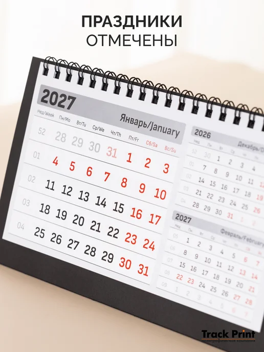 ТРЕК ПРИНТ Календарь настольный перекидной домик чёрный 2026-2027 г, 2,0262e+07 г, фото 4
