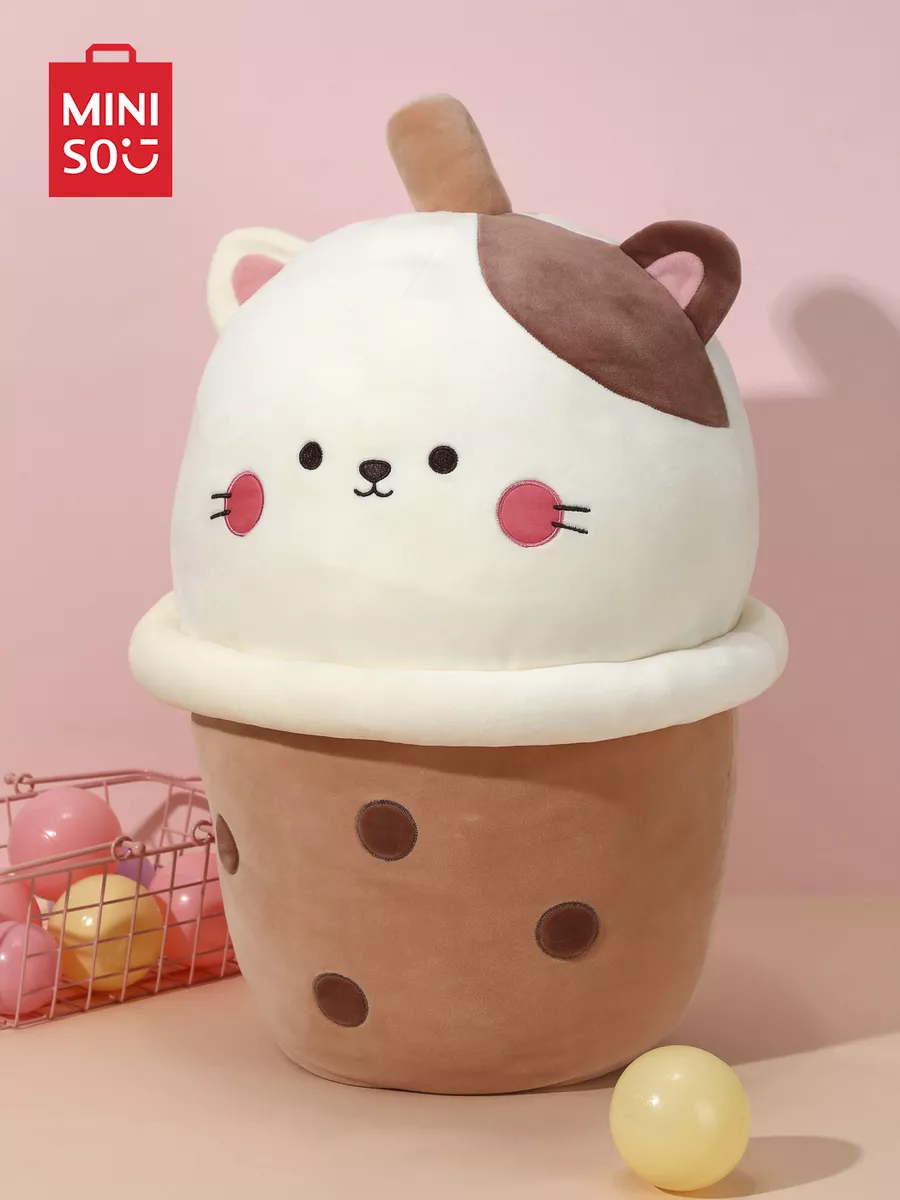 Большая мягкая игрушка Котик бабл-ти miniso 180529056 купить за 1 182 ₽ в  интернет-магазине Wildberries