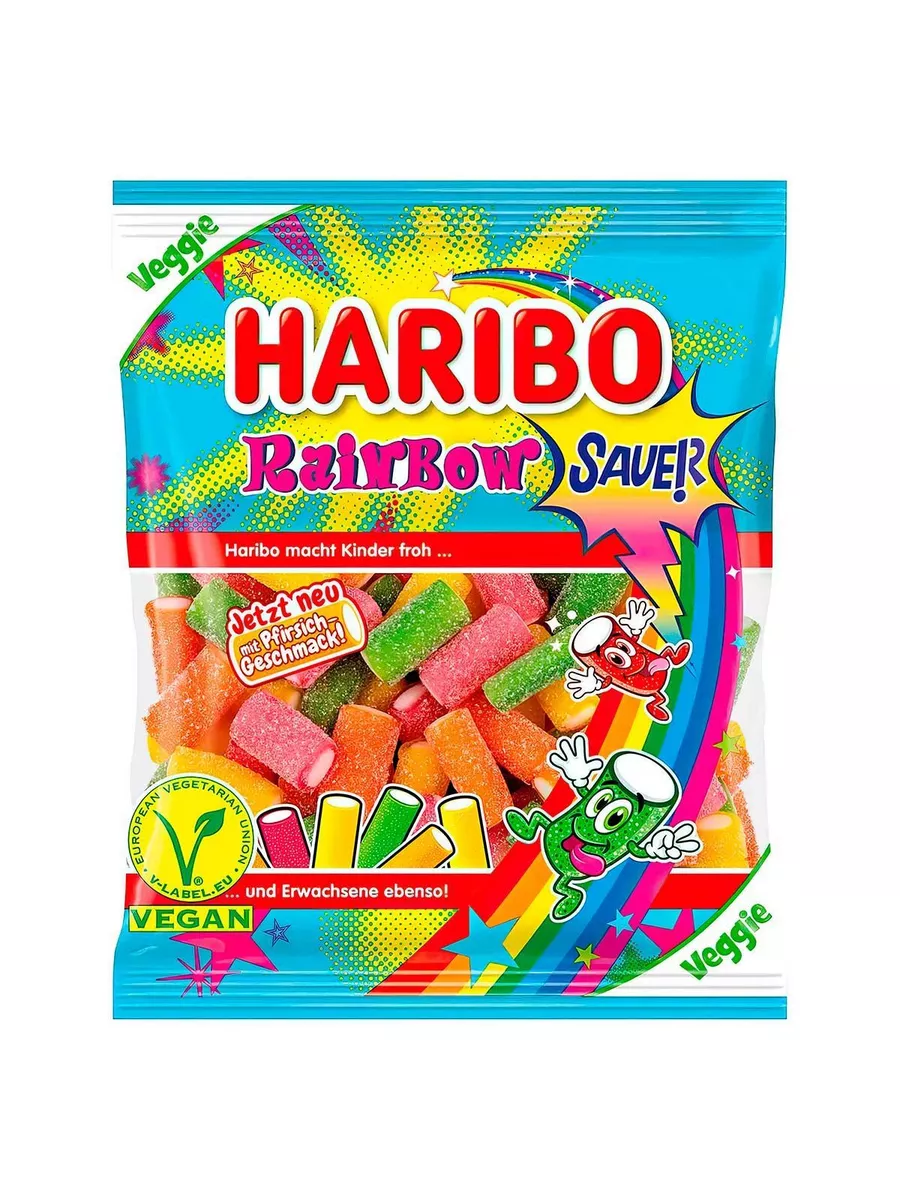 Кислый жевательный мармелад Харибо Rainbow радуга, 160 г Haribo 180600672  купить в интернет-магазине Wildberries