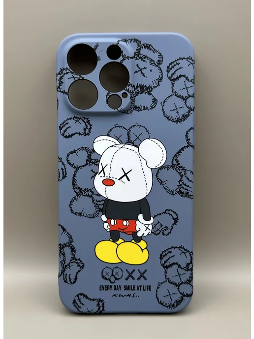 LUXO Чехол на IPhone 15 Pro Max Kaws мишка светящийся