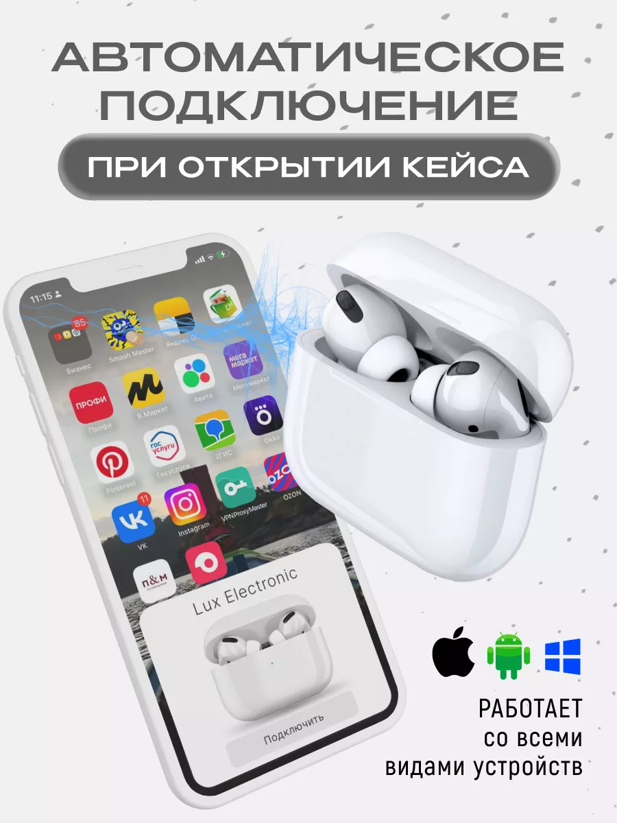 Наушники беспроводные с микрофоном блютуз Pro Lux Electronics 180628759  купить за 1 394 ₽ в интернет-магазине Wildberries