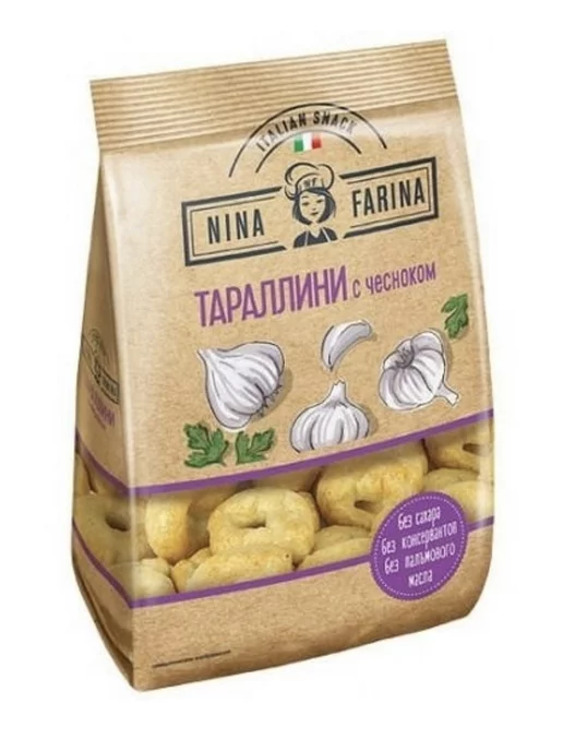 Nina Farina Cушки Тараллини с чесноком 180 г, 180 г, фото 2