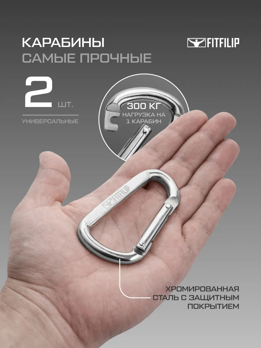 Карабины универсальные металлические 2 шт по 8мм толщина