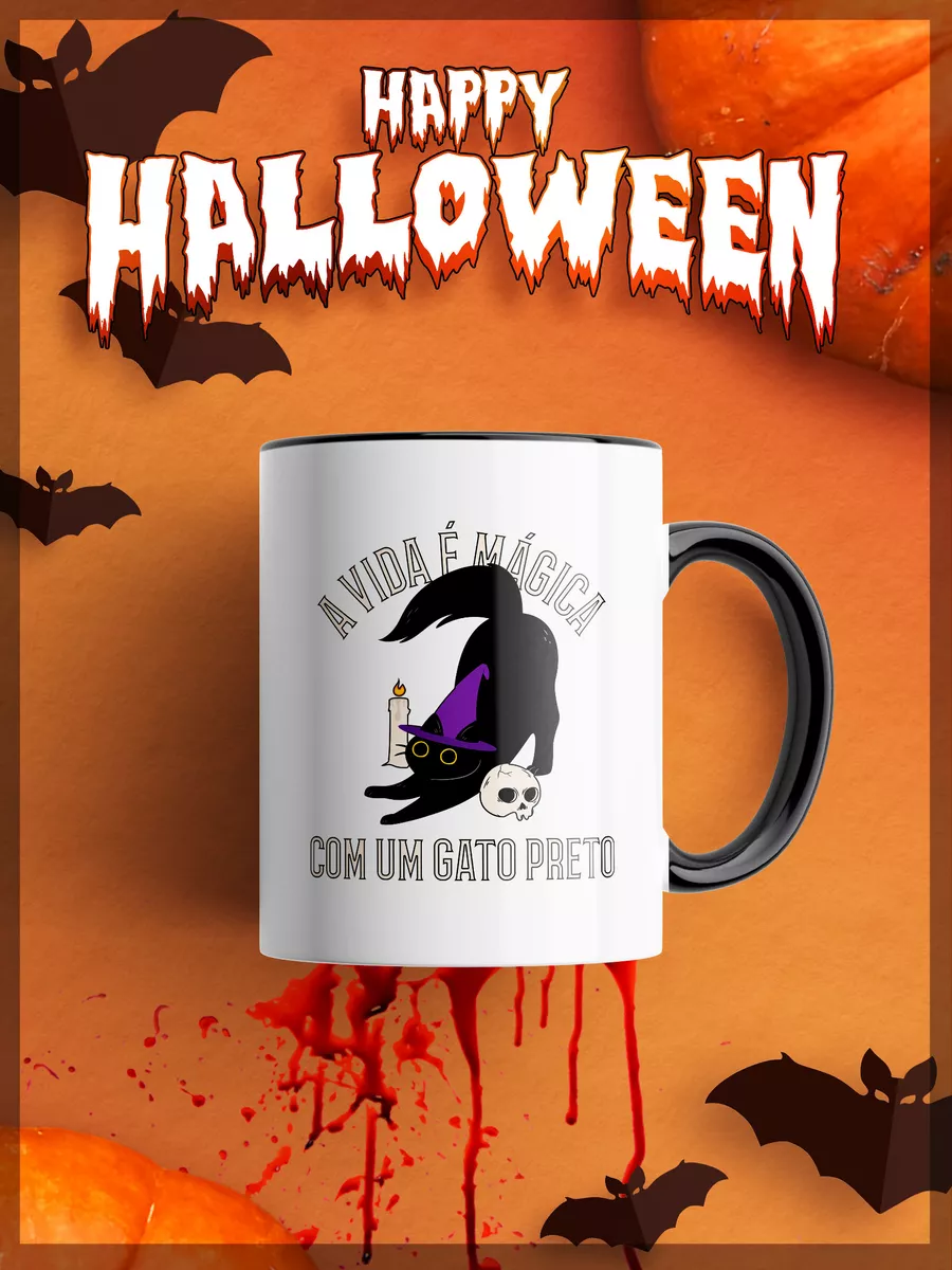Кружка|Halloween|Хэллоуин|Black Cat|Черный Кот|Волшебник Каждому.