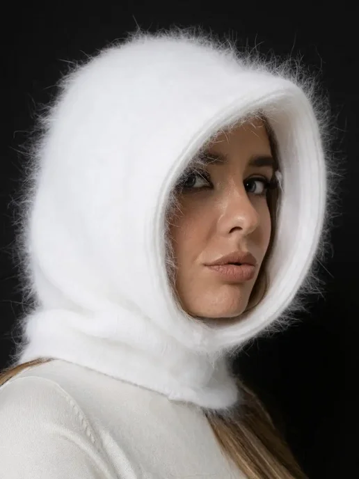 Bianca Riva Капор женский ангора зимний, белый, фото 3