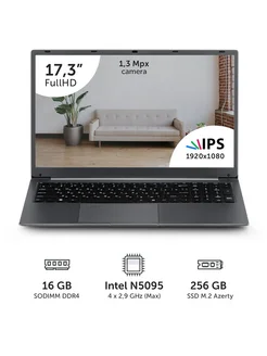 Ноутбук RB-1750 17.3" N5095 4x2.0Ghz, 16Gb, 256Gb Azerty 180790523 купить за 36 463 ₽ в интернет-магазине Wildberries