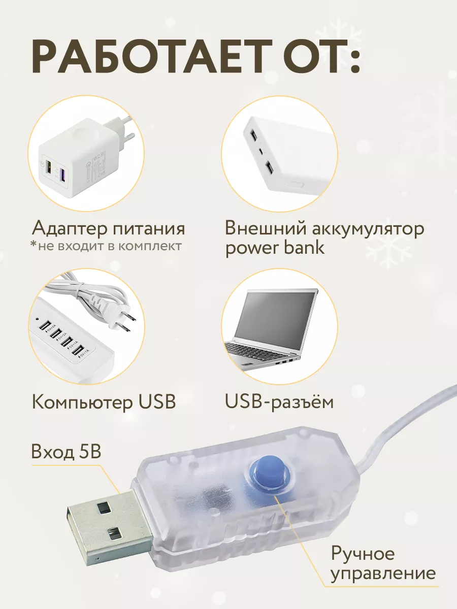 Гирлянда бусы Нить от USB Karpee Home 180804081 купить за 440 ₽ в  интернет-магазине Wildberries