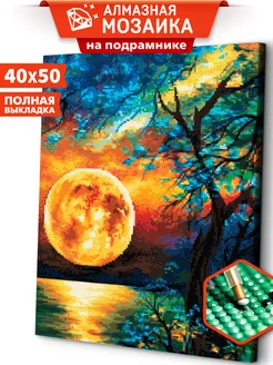 Полнолуние Алмазная мозаика на подрамнике 40х50 Art sensation 180886017 купить за 465 ₽ в интернет-магазине Wildberries