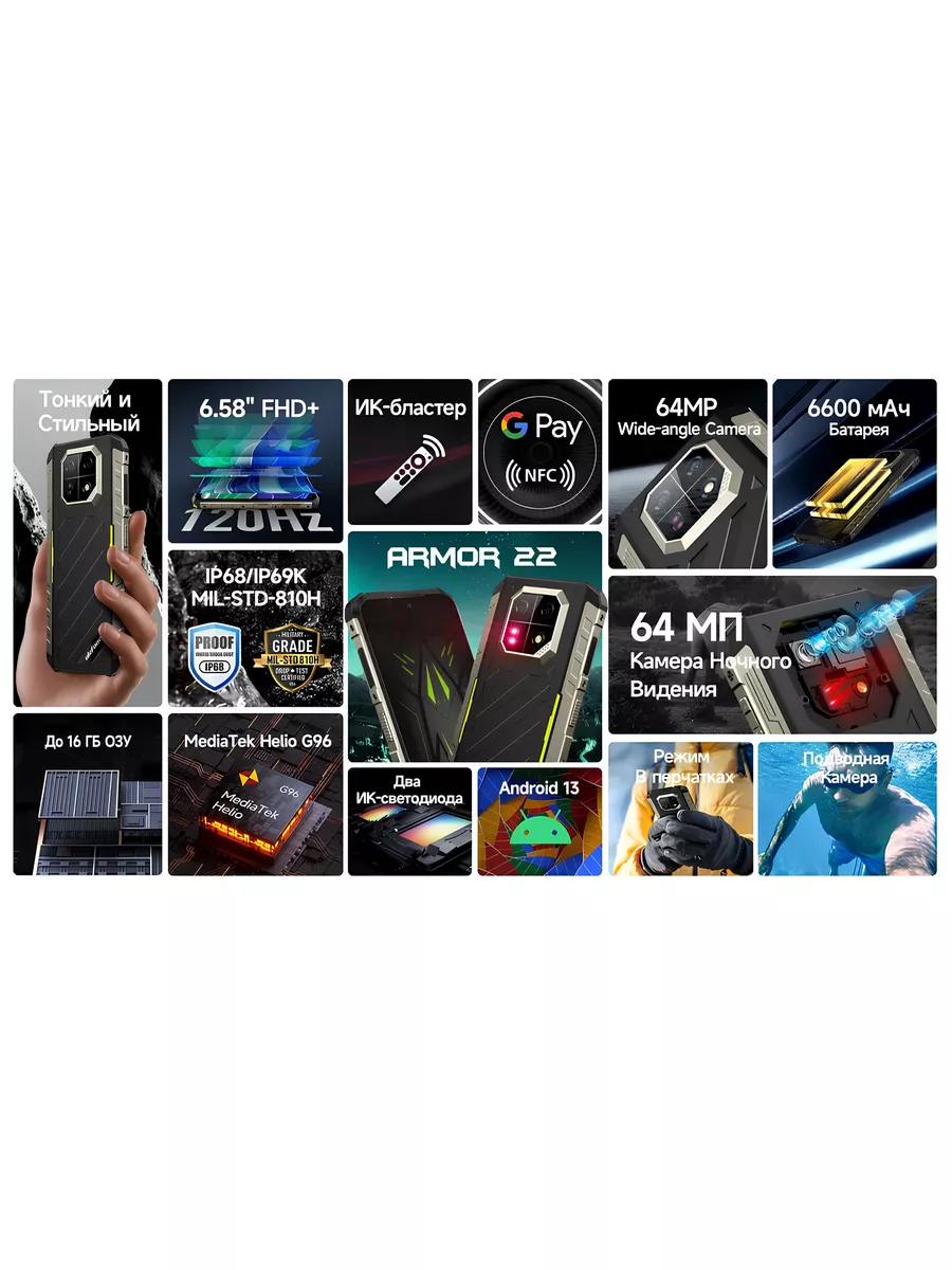 Смартфон Ulefone Armor 22, 8+256 Gb Ulefone 180894109 купить в  интернет-магазине Wildberries