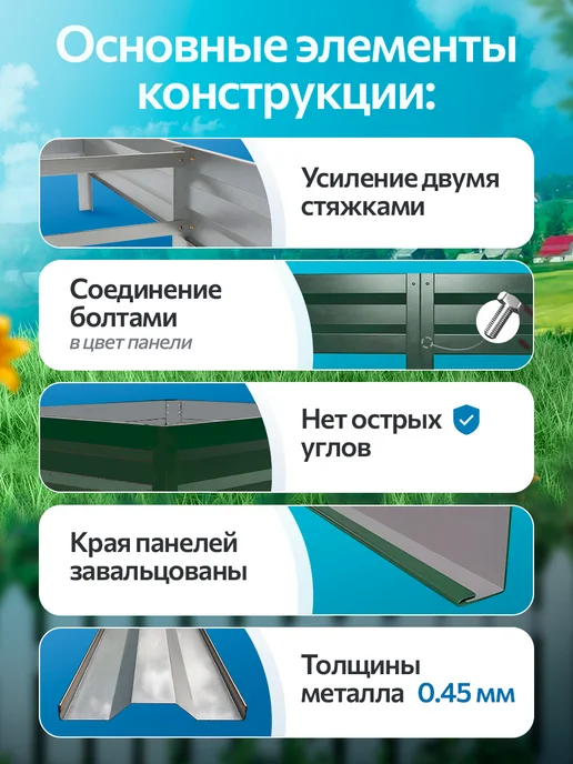 удачная грядка Грядка оцинкованная 3 м на 80 высота 15 см для огорода, 2 м, фото 5