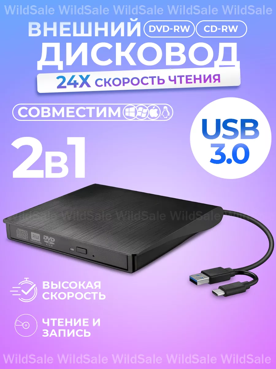 Внешний дисковод для ноутбука, DVD привод ComputerPeripheryBrand 180941012  купить за 1 029 ₽ в интернет-магазине Wildberries