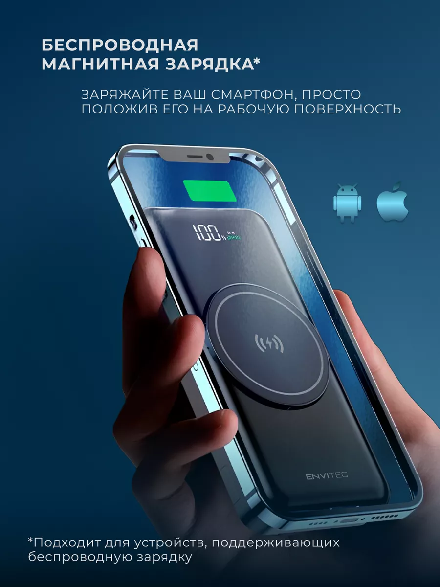 Повербанк 20000 mAh беспроводной Power Bank портативный Envitec 180959113  купить в интернет-магазине Wildberries