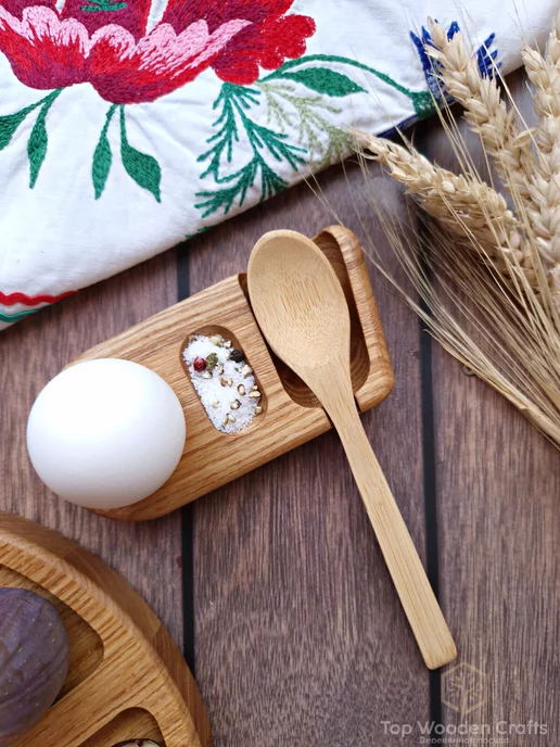 Top wooden crafts Пасхальная подставка для яйца на завтрак, белый