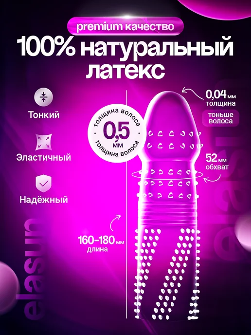 Elasun Презервативы ультратонкие ребристые с усиками 10 шт, 20 шт, фото 2