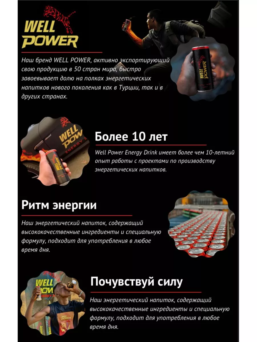 Well Power energy drink Энергетический напиток 6 шт 0.25 мл 181004598  купить в интернет-магазине Wildberries