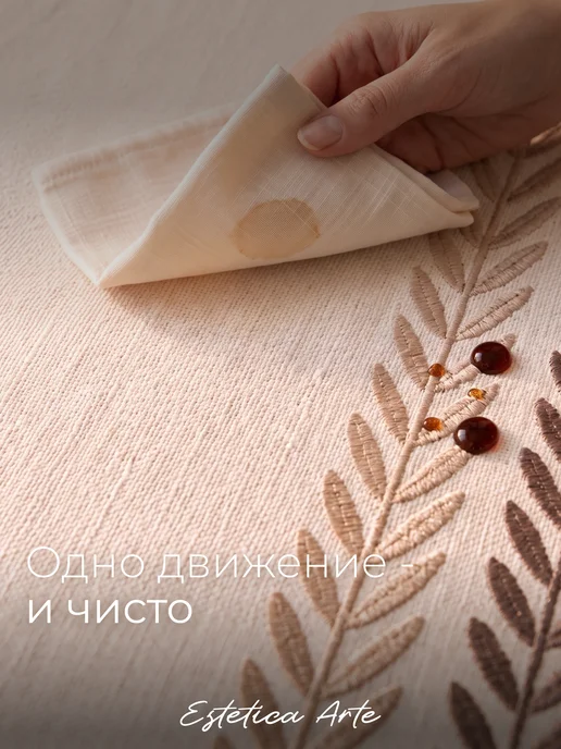 ESTETICA ARTE Скатерть на круглый стол тканевая водоотталкивающая 140х140, 140x140, фото 3