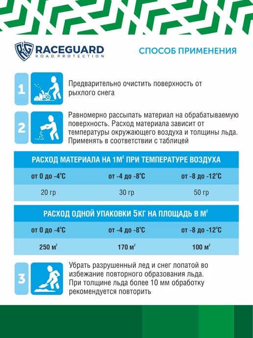 RACEGUARD Антигололедный реагент Econom 5 кг, пакет, 5 кг, фото 3