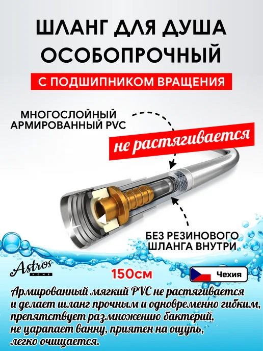 Шланг для душа нержавеющий Шланг для душа с подшипником, серый, фото 2