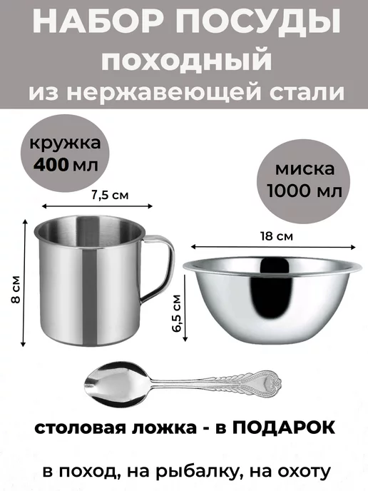 Tim&Mot Набор посуды туристический, серый, фото 2