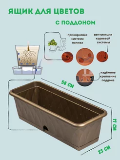 Ящик балконный с поддоном для растений Мартика 181319365 купить за 790 ₽ в интернет-магазине Wildberries