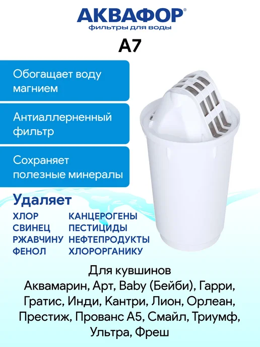 Аквафор A7 (А7) 2 шт сменный фильтр картридж для кувшина, белый, фото 2