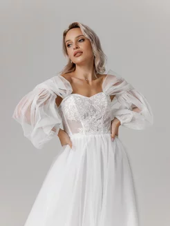 Свадебное платье белое пышное для невесты Kamilana couture 181375206 купить за 24 272 ₽ в интернет-магазине Wildberries