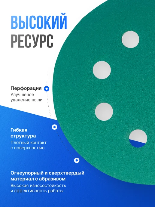 Vitatools Шлифовальные круги на липучке 125 мм, P280, 5 штук, зеленый, фото 3