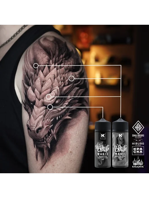 Краска tattoo ink Краска для тату 15 мл Black Magic dark shadow, 15 мл, фото 6