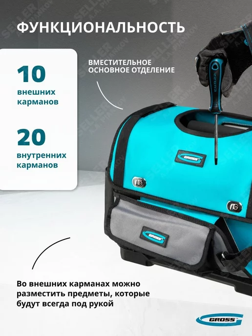 GROSS Сумка переноска для инструментов с пластиковым дном, синий, фото 2
