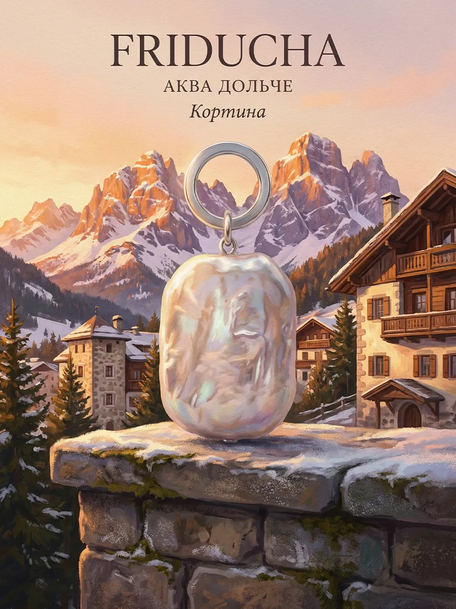 Подвеска «Кортина», жемчуг 15×20, родий
