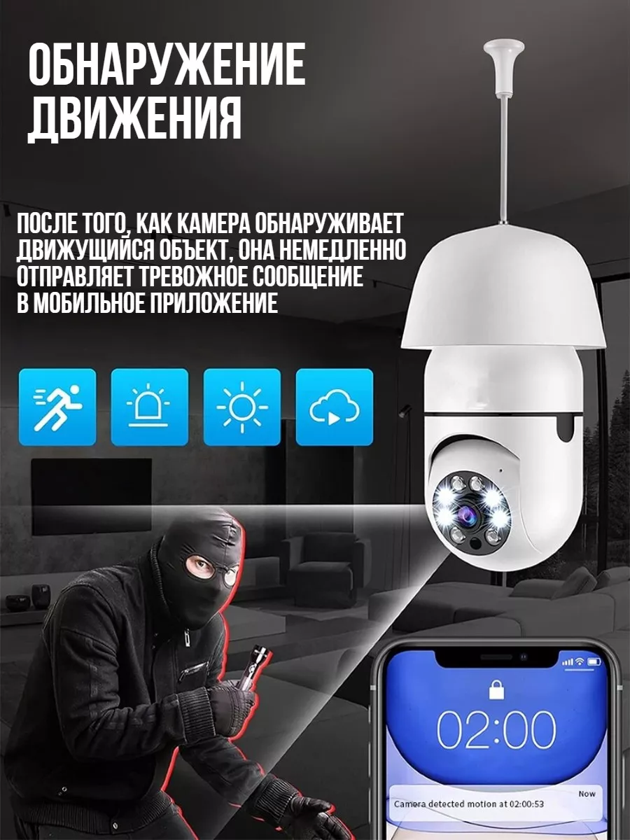 Камера видеонаблюдения цоколь E27 WI FI Amperator 181518107 купить в  интернет-магазине Wildberries