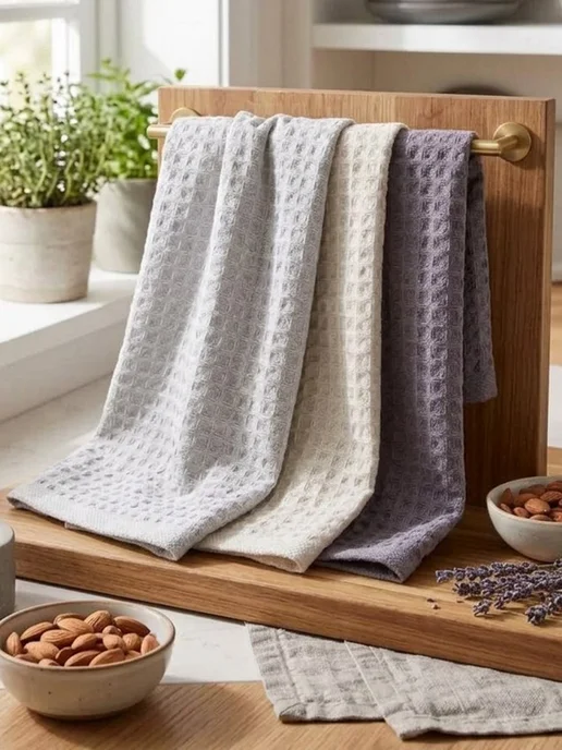 Letto Полотенце кухонное вафельное в наборе 50х70см 3шт для рук, 50x70 см, 3 шт, фото 2