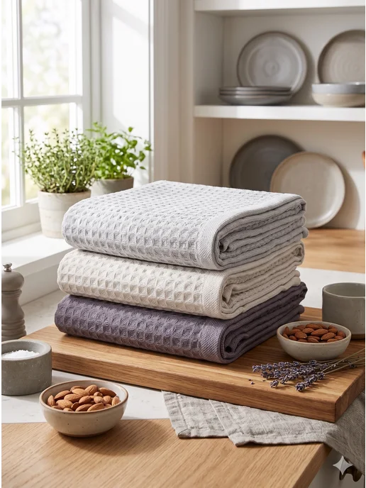 Letto Полотенце кухонное вафельное в наборе 50х70см 3шт для рук, 50x70 см, 3 шт, фото 3