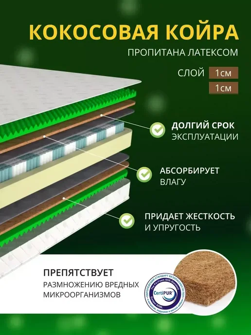 YANSON Твои правила сна Матрас 70х120 на кровать независимый блок односпальный, 80x190, фото 4