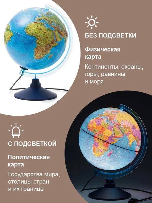 Globen Глобус физико-политический 32см, рельефный, 32см, фото 8
