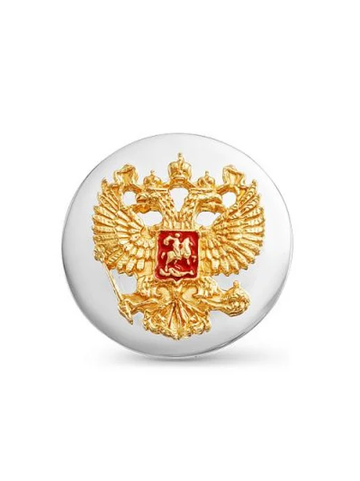 Красная Пресня Круглый серебряный значок на пиджак Герб РФ, серебристый, фото 2