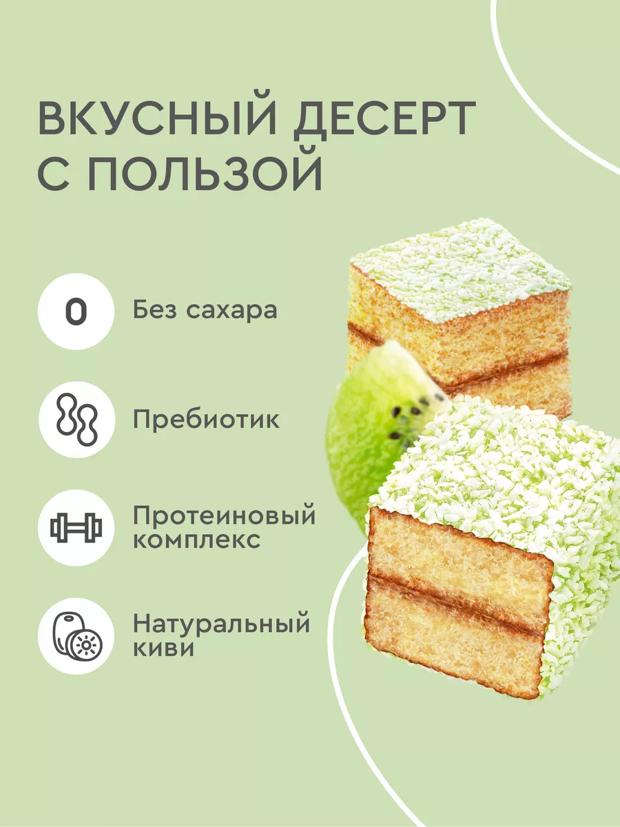 Протеиновые пирожные без сахара Lamington Киви-матча, 8 шт ProteinRex  181613340 купить за 835 ₽ в интернет-магазине Wildberries