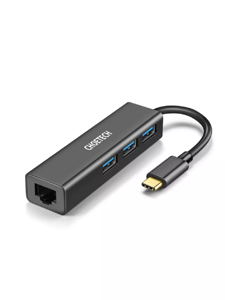 USB-C ХАБ разветвитель Hub 3 х USB 3.0 Ethernet HUB-U02 Choetech 181615286  купить за 1 716 ₽ в интернет-магазине Wildberries