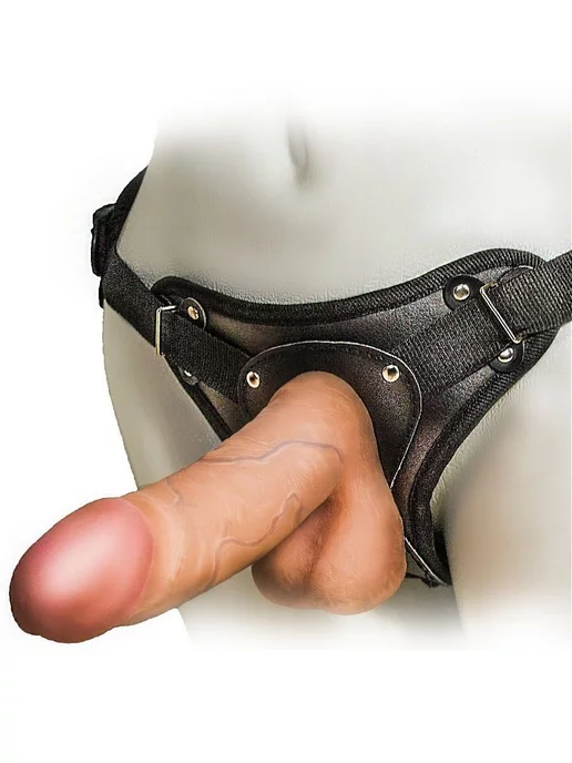 KAPRIZzz Женский страпон с 2 насадками и поясом Harness 15см, бежевый, фото 2