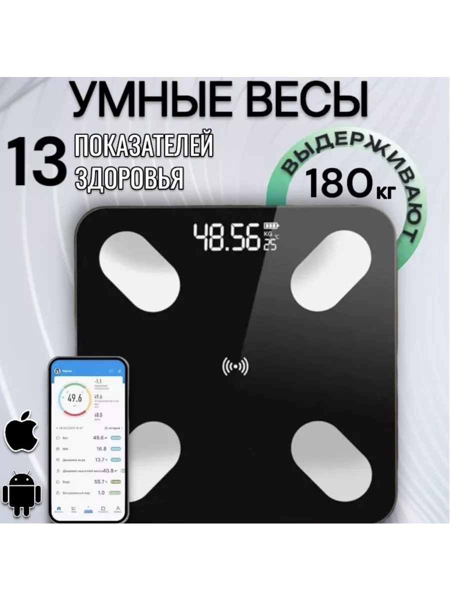 весы электронные напольные с приложением для дома до 180 кг mix vi-100  181704088 купить за 701 ₽ в интернет-магазине Wildberries