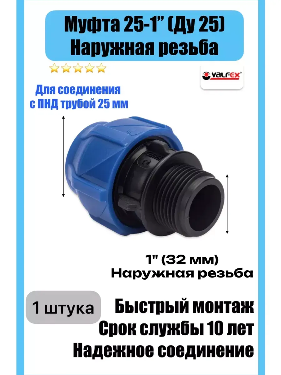 Муфта соединительная для ПНД 25 - 1 НР наружная