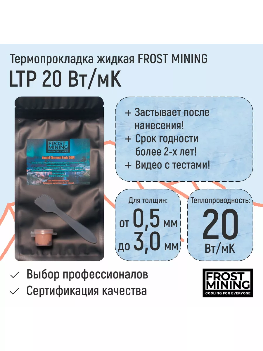 Термопрокладка жидкая Liquid Thermal Pads 20 FrostMining купить по цене 1 021 ₽ в интернет-магазине Wildberries | 181749366