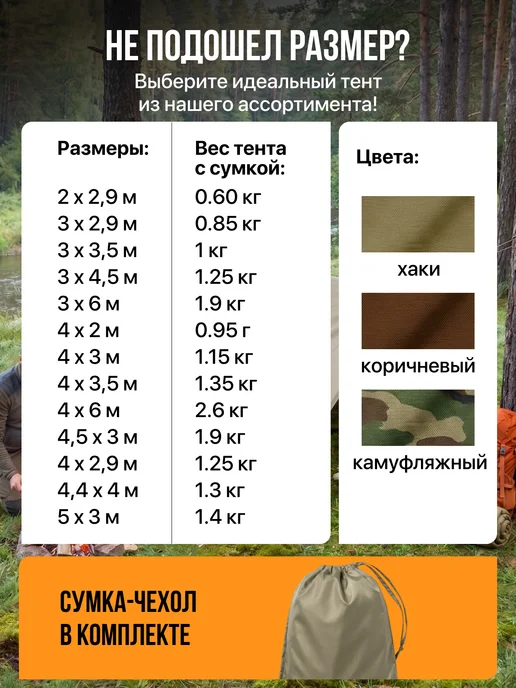 Fler Тент туристический 4 х 2 м, хаки, 2x2.9 м, 2,9 м, фото 6